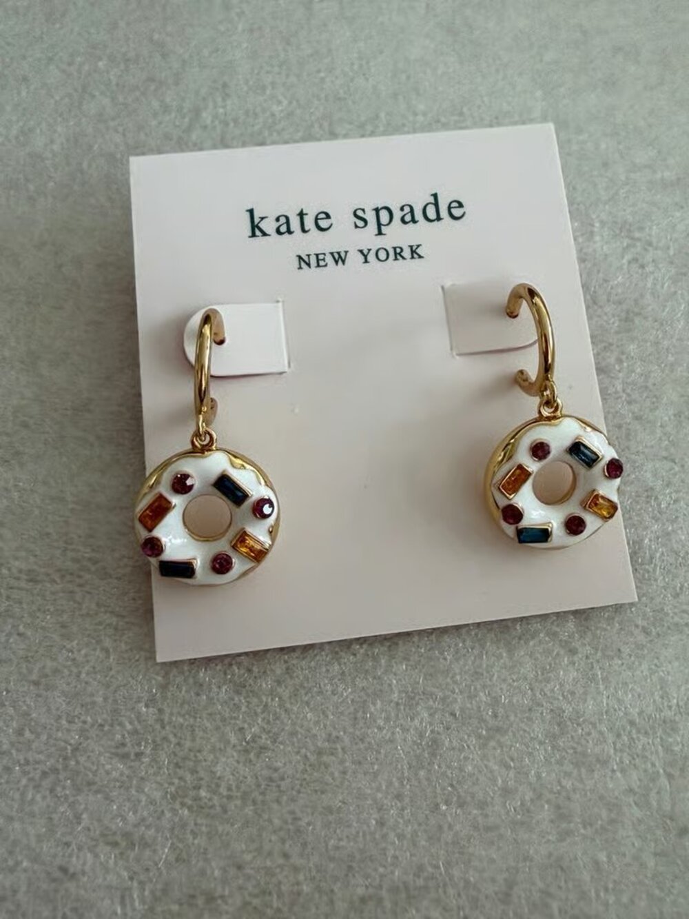 KATE SPADE COFFEE BREAK DONUT HUGGIES EARRINGS NWT